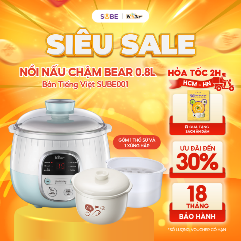 nồi nấu chậm Bear 0.8l SUBE001