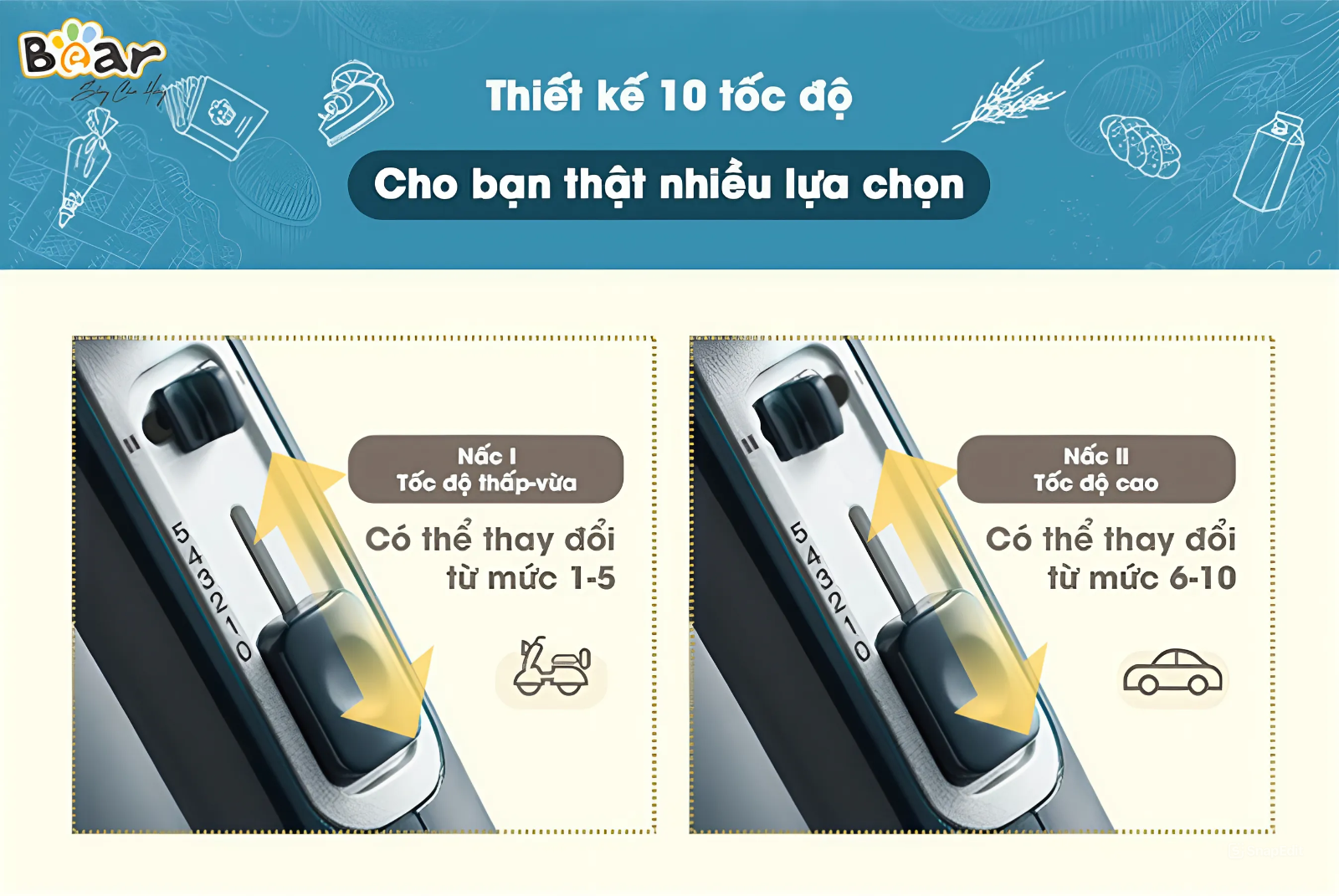 Máy đánh trứng Bear HM-B01V1