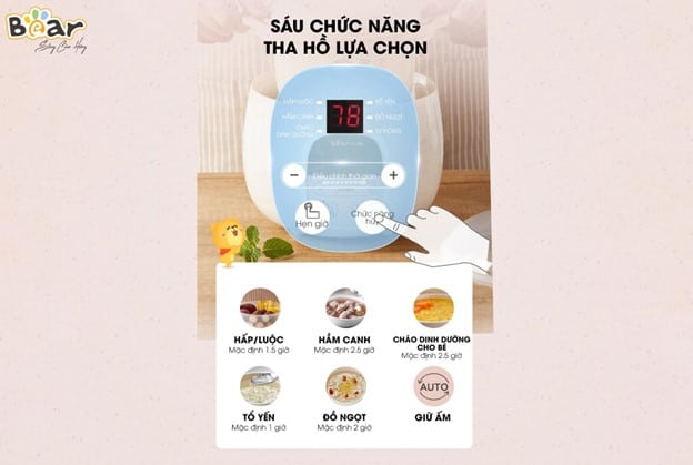 6 chức năng phổ biến của nồi Bear