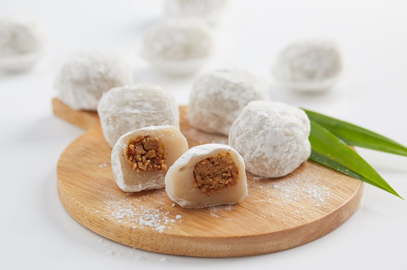 Chuẩn bị nguyên liệu làm phần bánh mochi