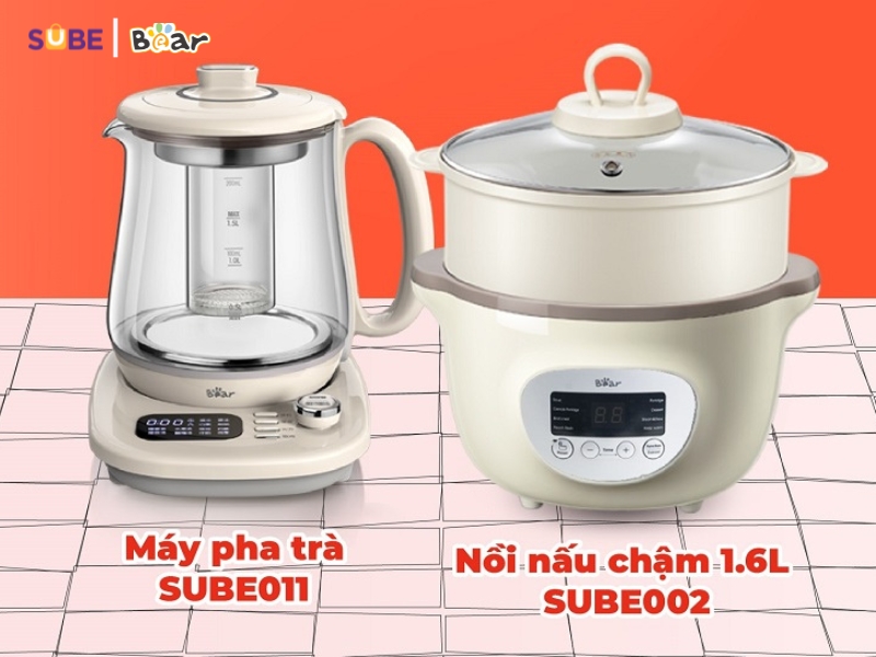 Nồi nấu cháo chậm và máy pha trà - Combo dưỡng nhan