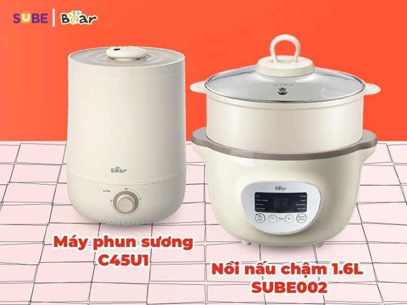 Máy phun sương và nồi nấu chậm - Combo sức khỏe