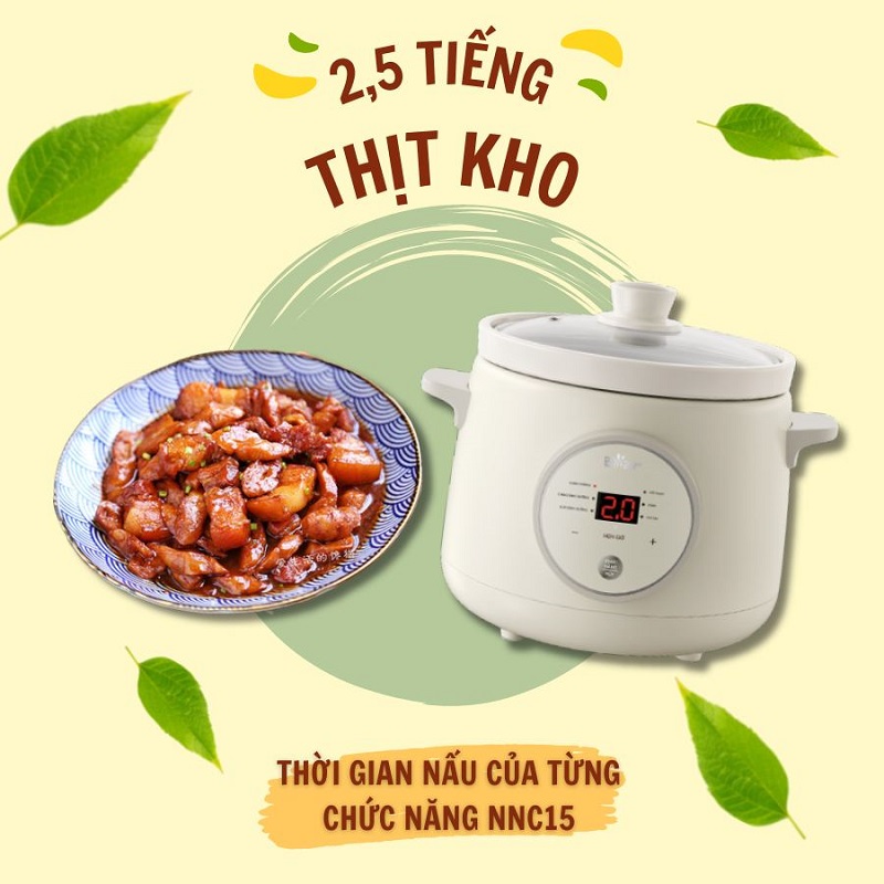 Tiến hành kho thịt bằng nồi nấu chậm Bear