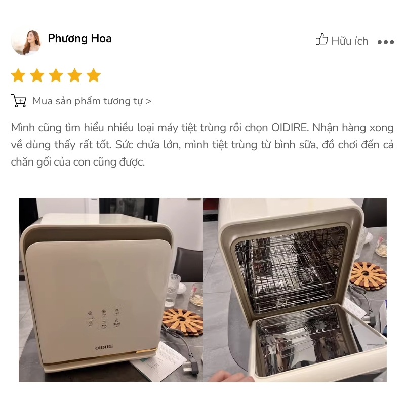 Review máy tiệt trùng Bear ODI03A từ mẹ Phương Hoa