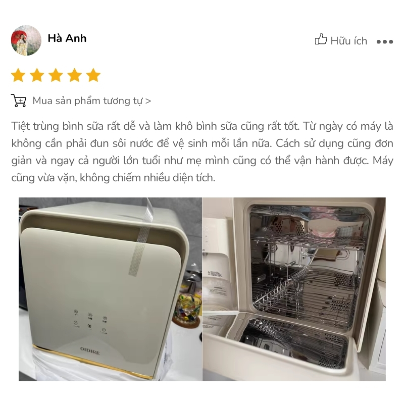 Review máy tiệt trùng Bear ODI03A từ mẹ Hà Anh