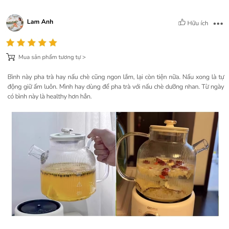 Review bình pha trà Bear 1L ODI05A từ chị Lam Anh