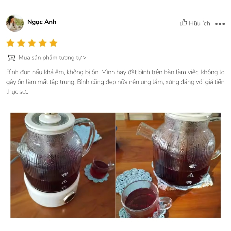 Review bình pha trà Bear 1L ODI05A từ chị Ngọc Anh