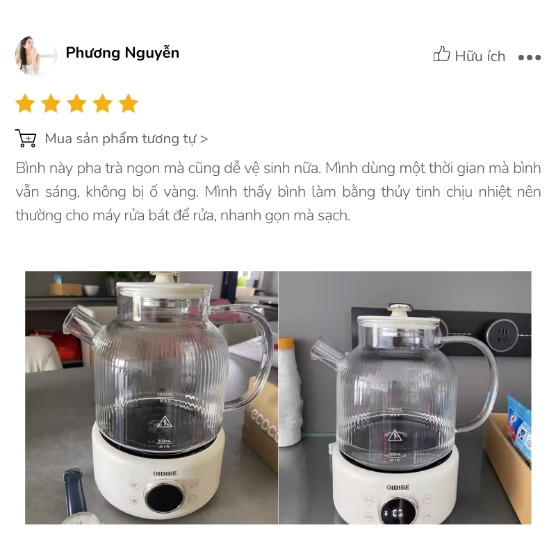 Review bình pha trà Bear 1L ODI05A từ chị Phương Nguyễn