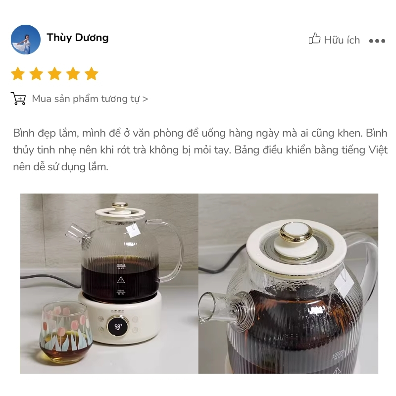 Review bình pha trà Bear 1L ODI05A từ chị Thùy Dương