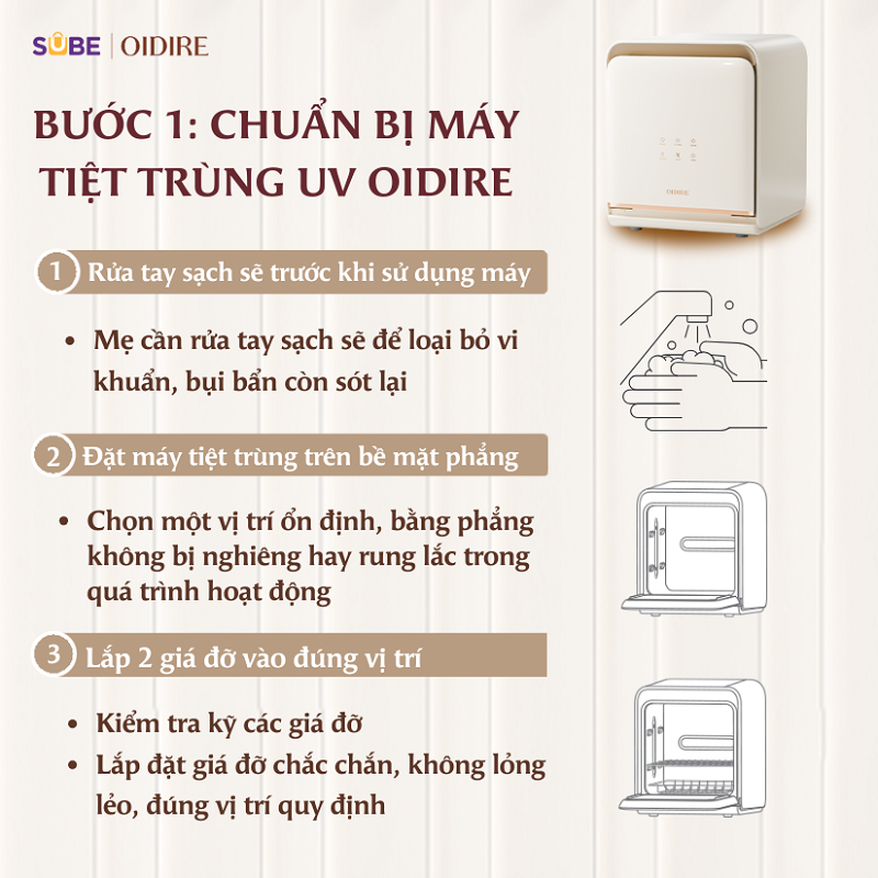 Bước 1: Chuẩn bị máy tiệt trùng