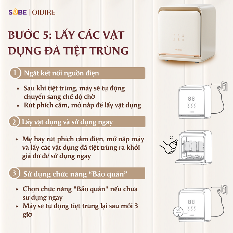 Bước 5: Lấy vật dụng đã tiệt trùng