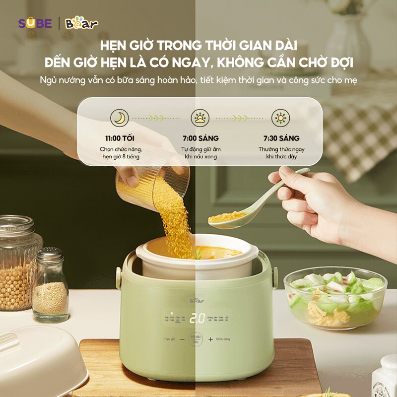 các chức năng của nồi nấu cháo chậm Bear