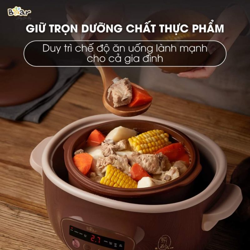 nồi nấu chậm Bear tử sa