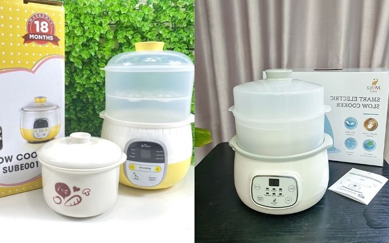 so sánh nồi nấu cháo chậm Bear và Moaz