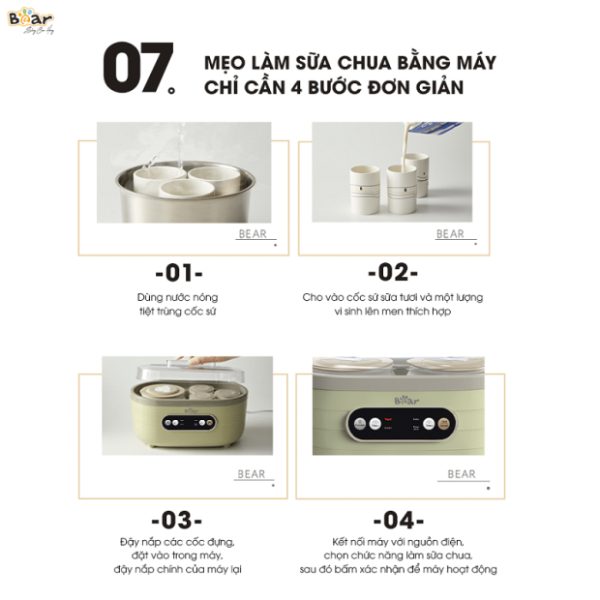 làm sữa chua bằng máy bear