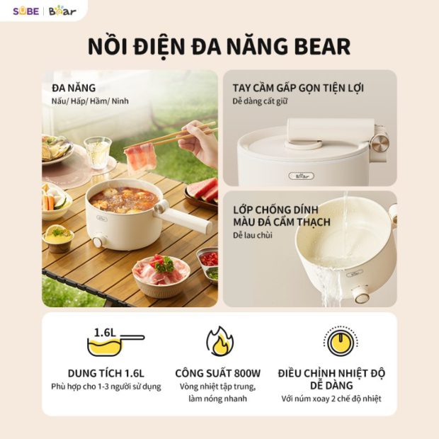 Nồi điện đa năng Bear MC-4H16G