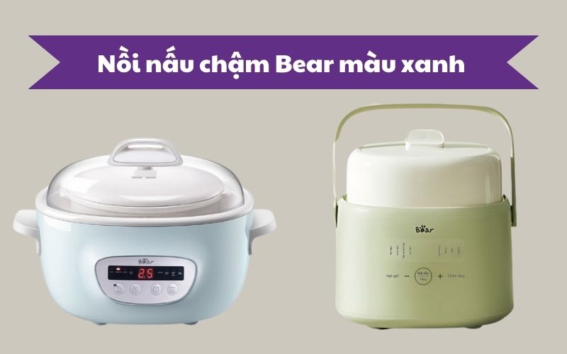 nồi nấu chậm Bear màu xanh