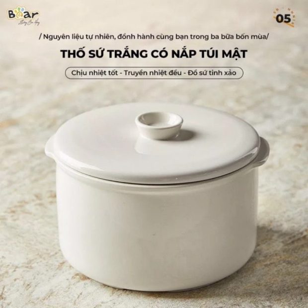 thố sứ nồi nấu chậm Bear 1.6l