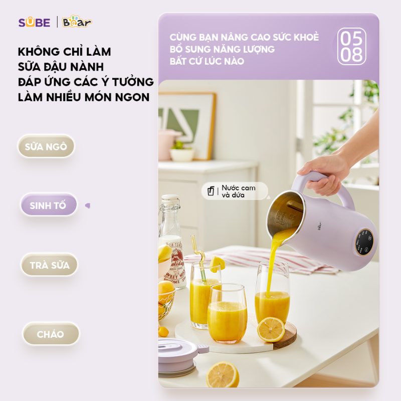 các chức năng của máy làm sữa hạt bear