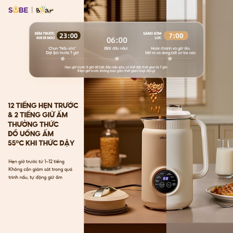 các chức năng của máy làm sữa hạt bear