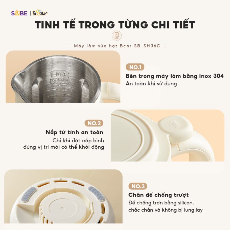 các chức năng của máy làm sữa hạt bear