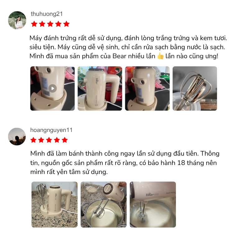 Máy đánh trứng HM-5H01J29 Khách hàng đánh giá thực tế Máy đánh trứng Bear HM-5H01J29