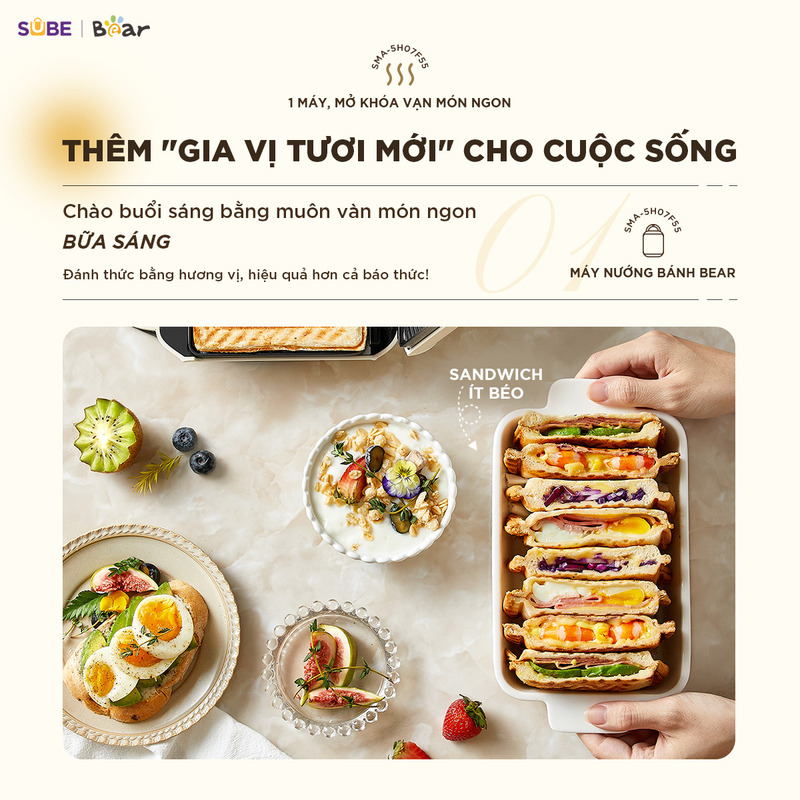Sáng tạo món trứng chiên hình vuông độc đáo bằng máy Bear