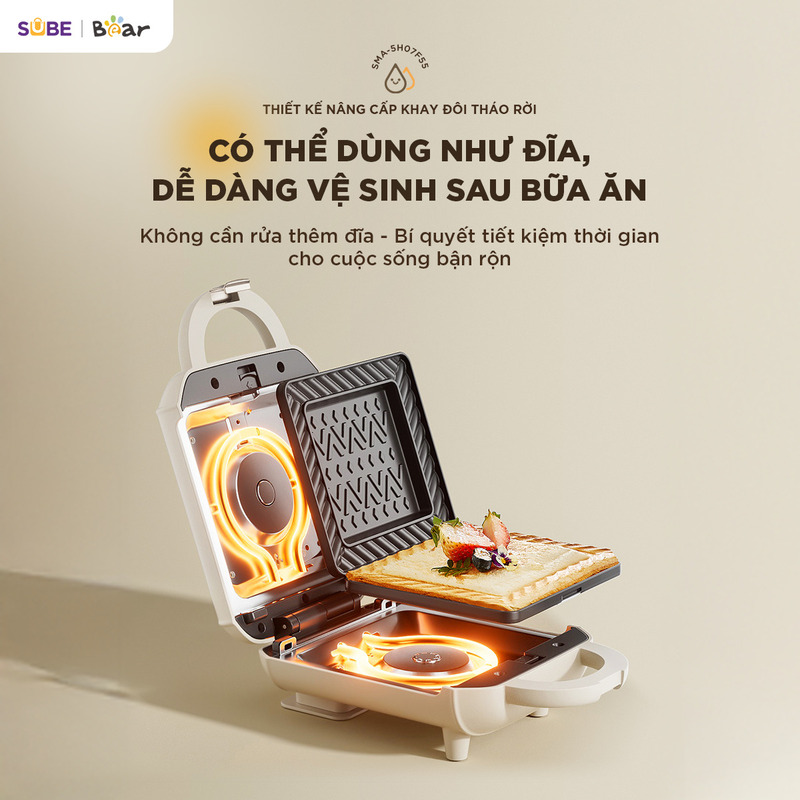 Khay nướng tách rời giúp việc vệ sinh trở nên dễ dàng và an toàn
