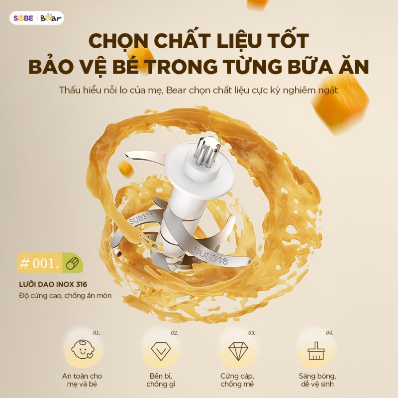 máy xay ăn dặm Bear có an toàn không