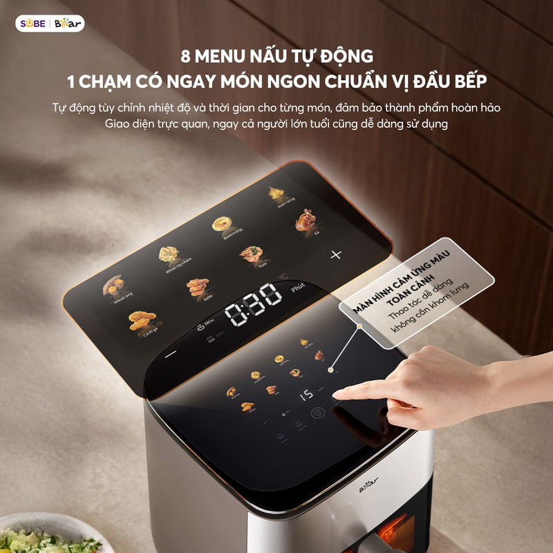 Bảng điều khiển cảm ứng thông minh giúp bạn dễ dàng điều chỉnh các thông số nấu nướng