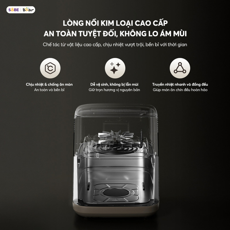 Thiết kế an toàn của nồi chiên không dầu Bear 6L AF-5H20J75