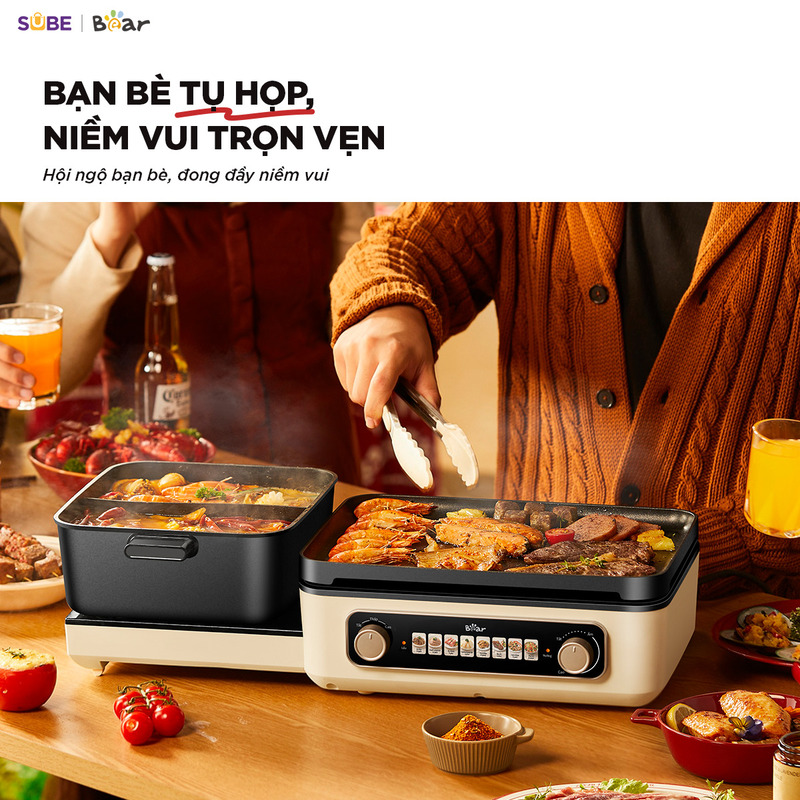 Món ngon siêu đơn giản với nồi lẩu nướng đa năng Bear GR-5H22R83