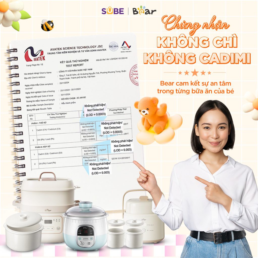 Nồi nấu chậm Bear sử dụng chất liệu an toàn cho sức khỏe, đã được kiểm định