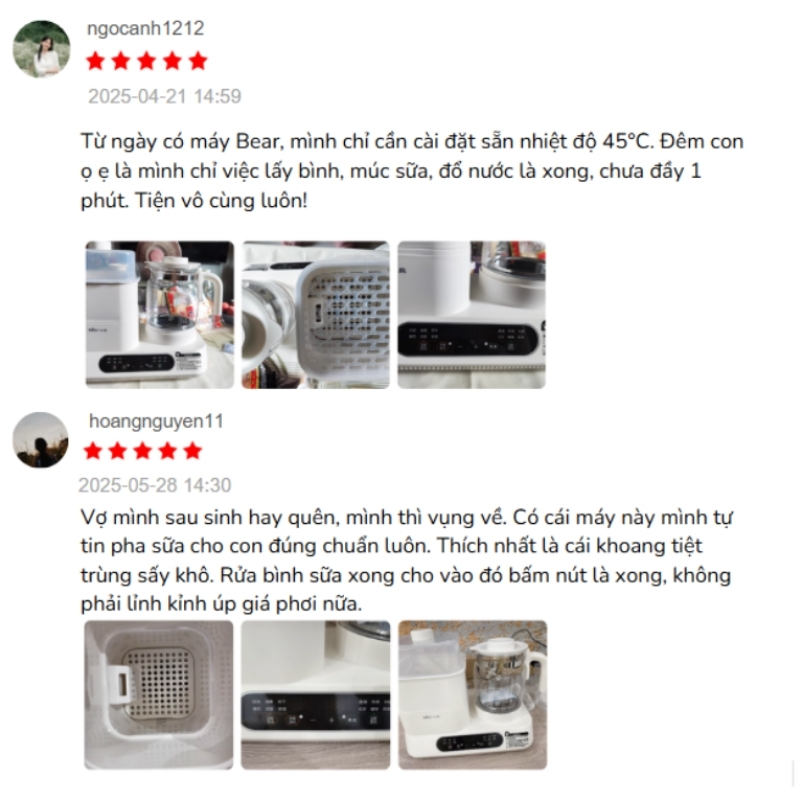 Đánh giá của người dùng về Máy đun nước hâm sữa tiệt trùng Bear WW-5H12V78 Đánh giá của người dùng về Máy đun nước hâm sữa tiệt trùng Bear WW-5H12V78