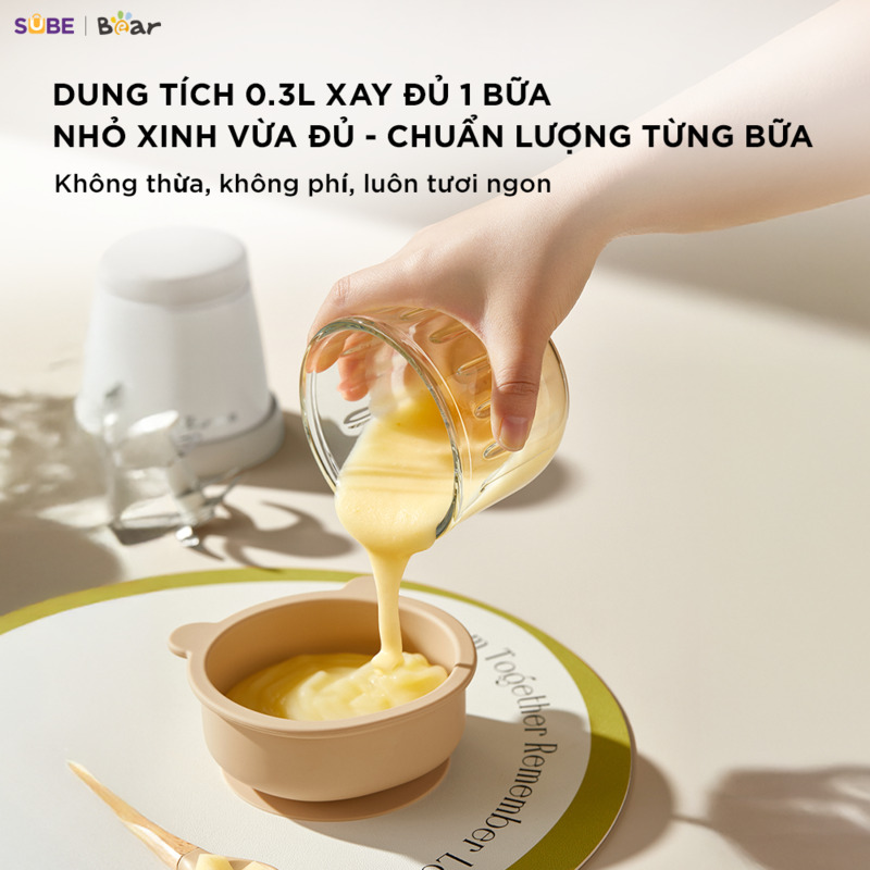 Máy xay ăn dặm Bear 0.3L CH-5H02D24 Dung tích 0.3L vừa đủ cho 1 bữa ăn của bé