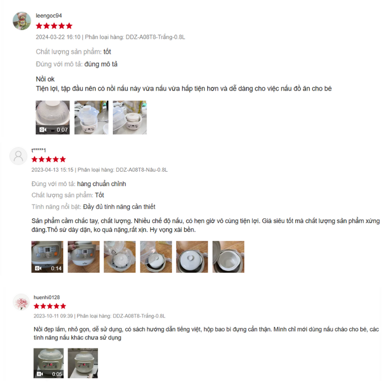 Đánh giá của người dùng về nồi nấu chậm Bear 0.8L DDZ-A08T8