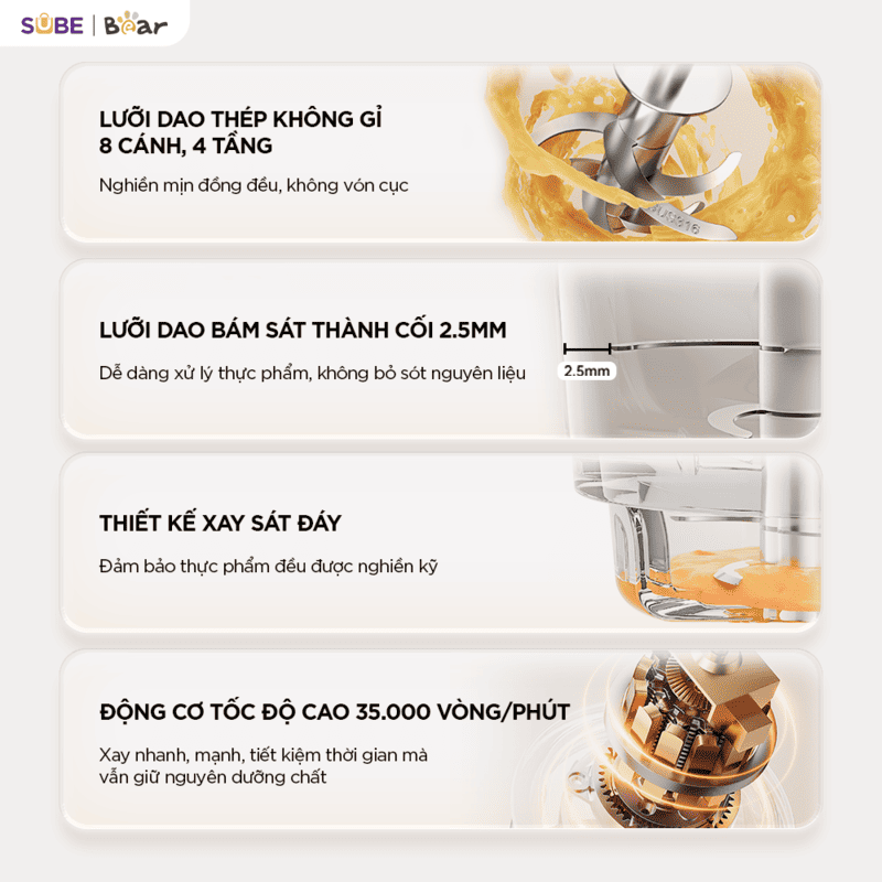 Máy xay ăn dặm thông minh 0.3L Bear BFM-025JM - Ảnh 17