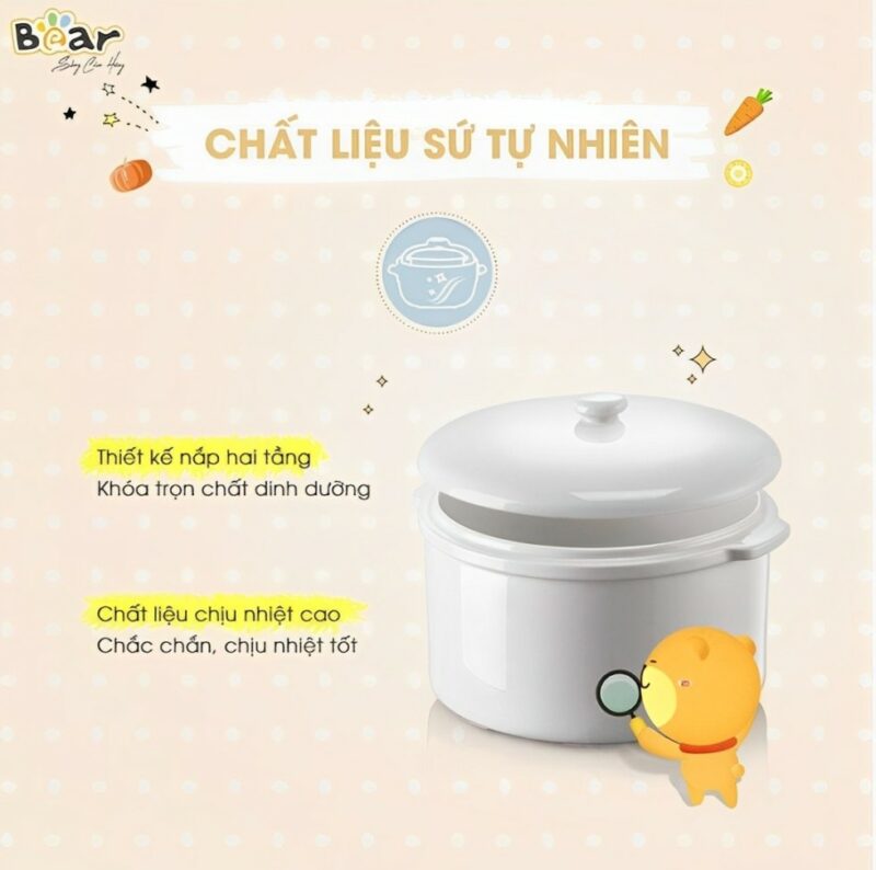 Thố sứ nồi nấu chậm Bear 2.5L