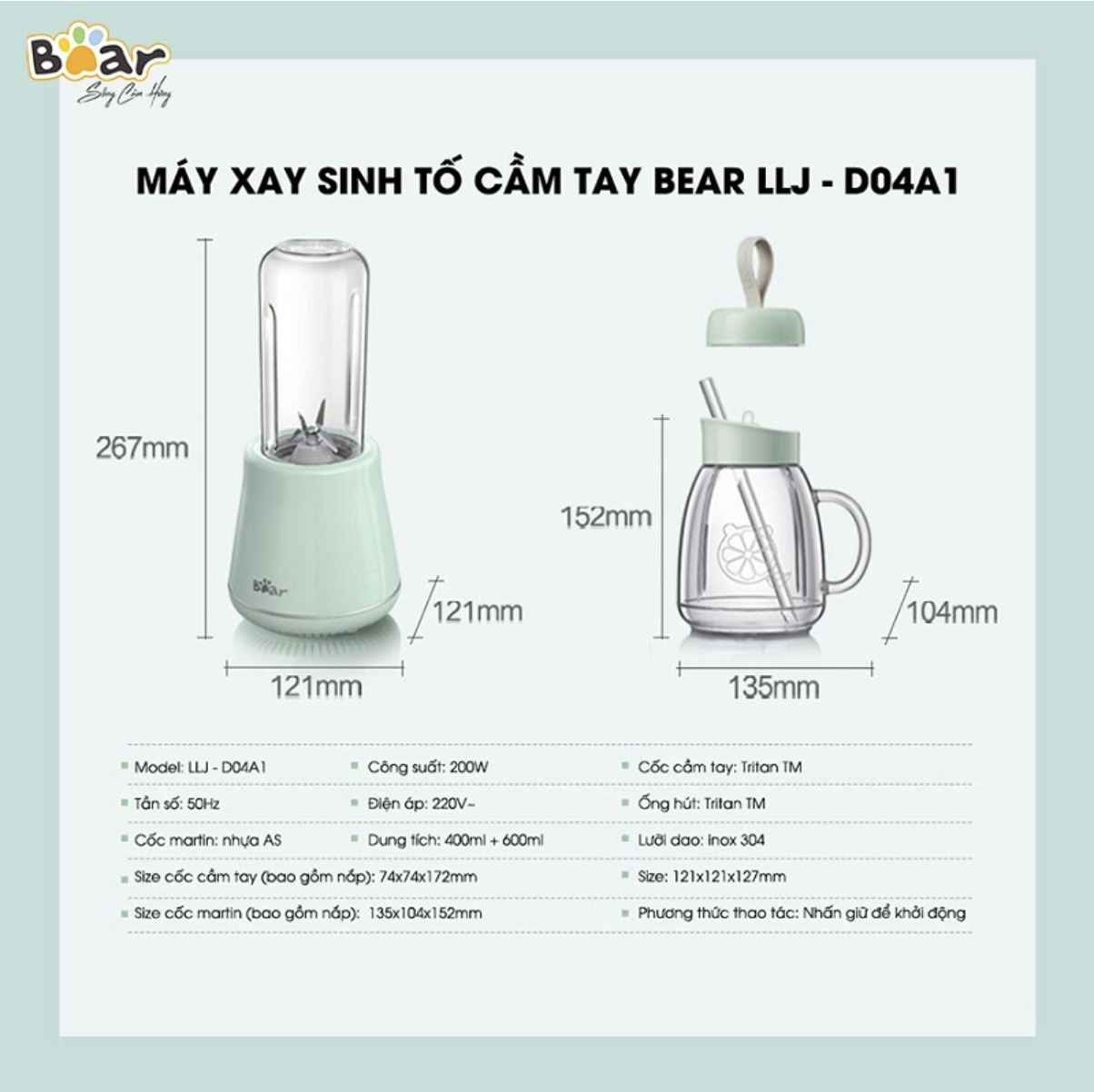 máy xay sinh tố bear