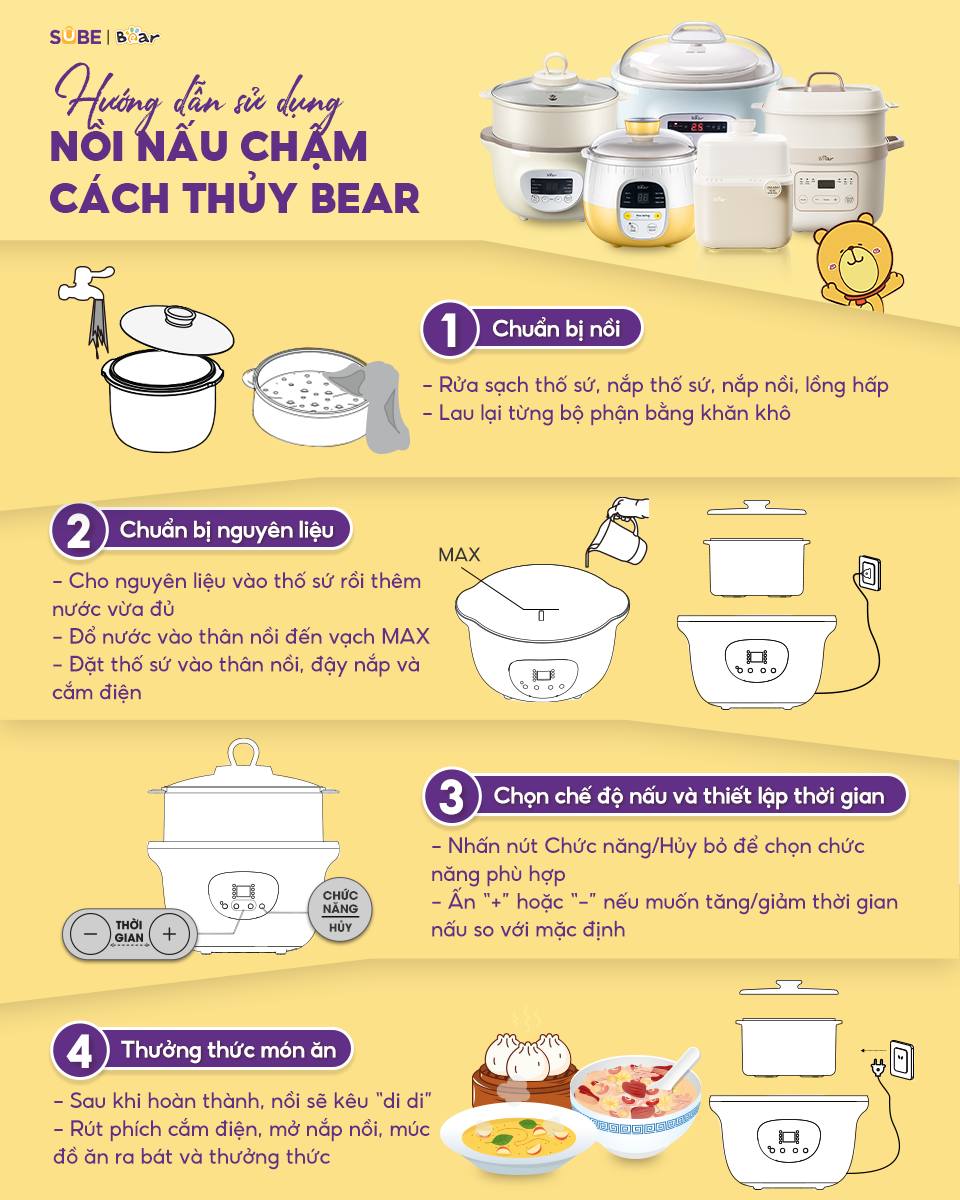 Nồi nấu chậm bear 2.5L