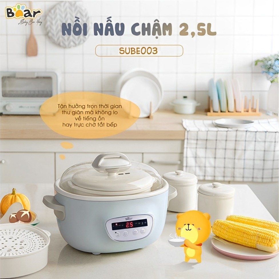 Thố sứ nồi nấu chậm Bear 2.5L