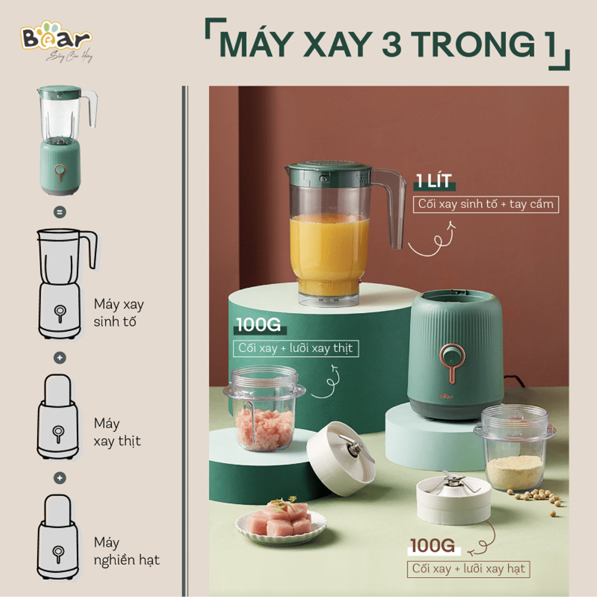 máy xay sinh tố bear