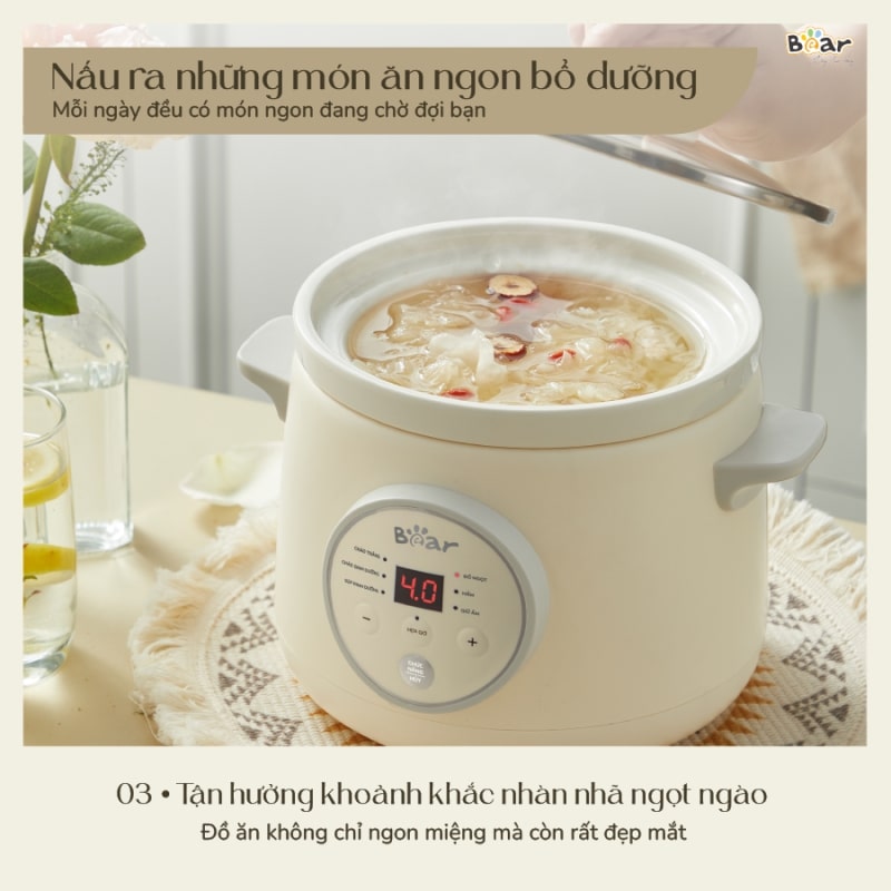 Hướng dẫn cách sử dụng nồi nấu chậm Bear 1.5l bản Tiếng Việt chi tiết nhất 