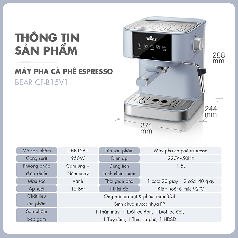 Máy pha cà phê Bear CF-B15V1