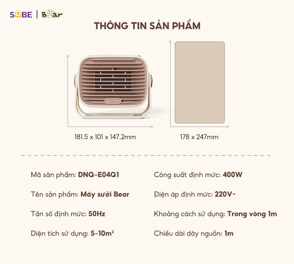 Thông tin sản phẩm Máy sưởi Bear DNQ-E04Q1