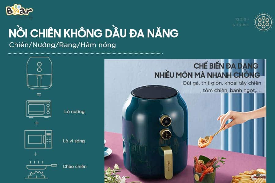 Công dụng của Nồi chiên không dầu 3.5L Bear VS-8083A