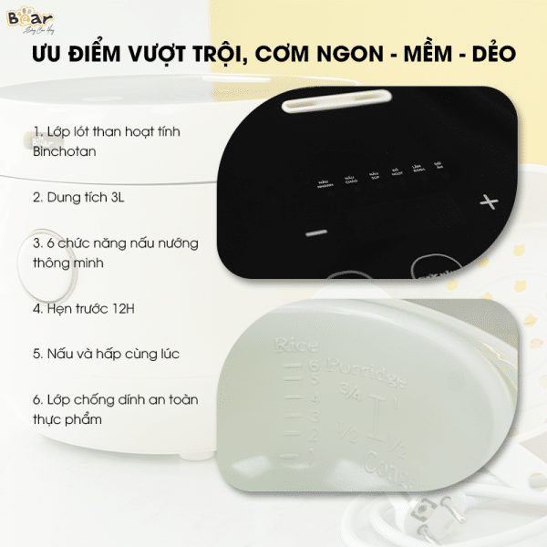 Đặc điểm nổi bật của nồi cơm điện Bear 3L SB-NC30B