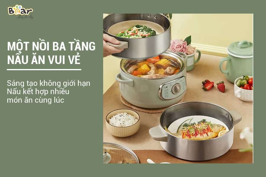 Công dụng của Nồi hấp và lẩu điện đa năng Bear DZG-D80G5