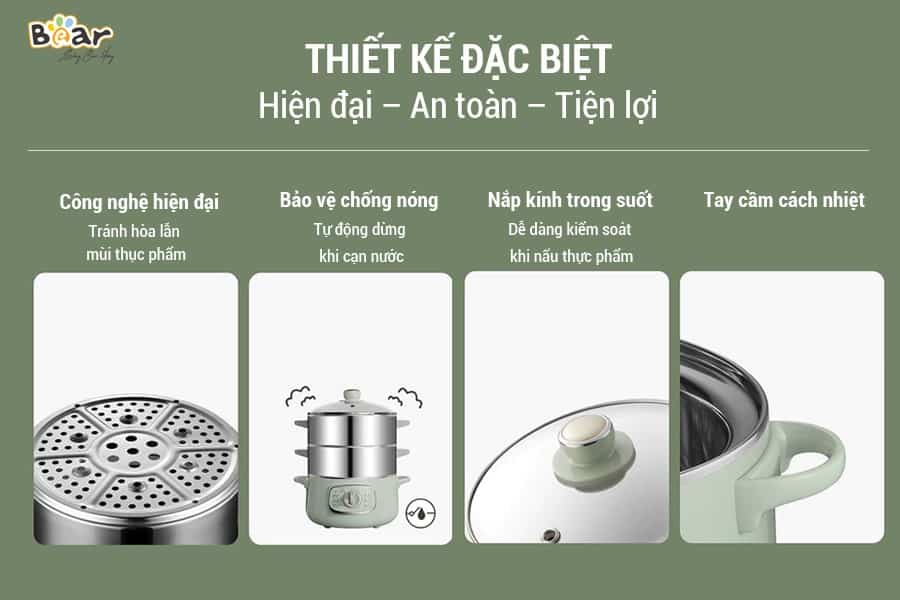 Bộ phụ kiện của Nồi hấp và lẩu điện đa năng Bear DZG-D08G5
