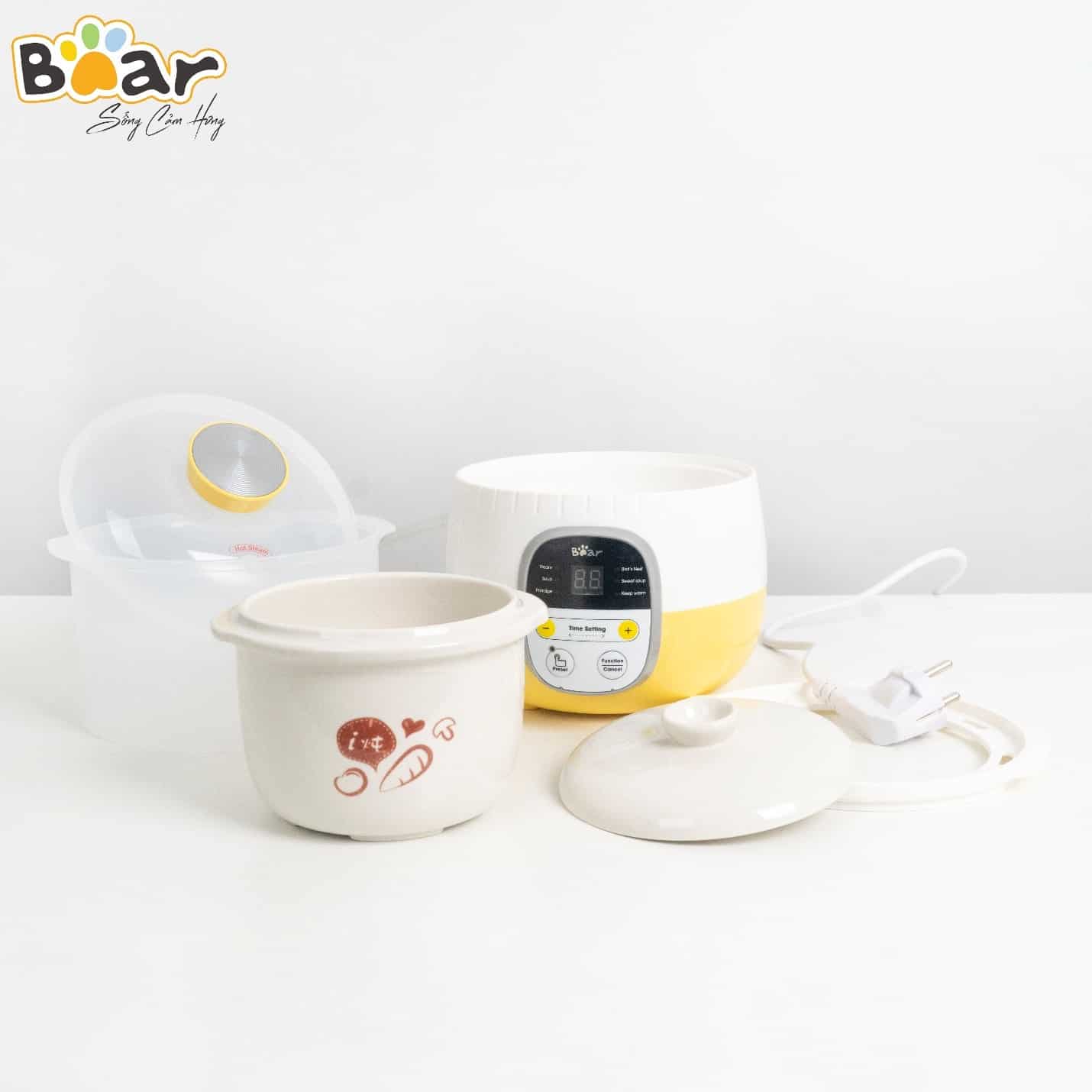 Bộ phụ kiện của nồi nấu cháo chậm Bear 0,8L SUBE001